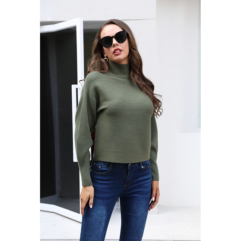 Women winter custom crop oversized turtle neck sweater women knitted tops plus size sweaters