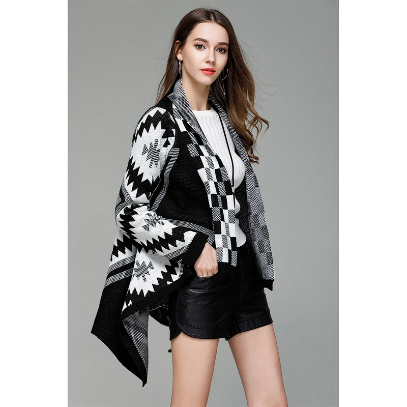 Autumn new women knitwear cardigan irregular mid-length fashion sweaters coat