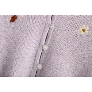 Autumn Retro Cardigan Solid Color Loose V-neck Knitted Cardigan Sweater Women's Jacket
