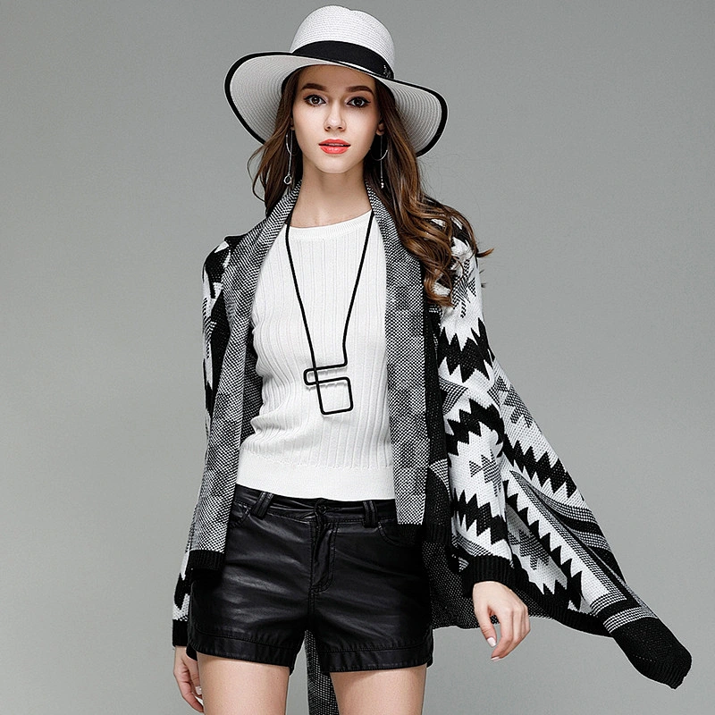 Autumn new women knitwear cardigan irregular mid-length fashion sweaters coat