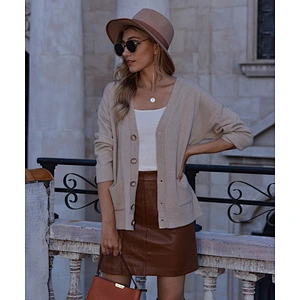 New autumn knitted cardigan solid color V-neck loose women sweaters