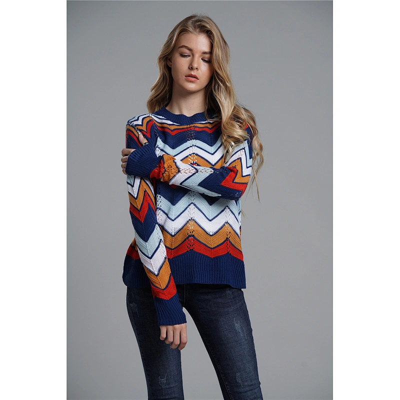 Fall clothing for women color matching stripes sweater  women hoodies apparel in stock