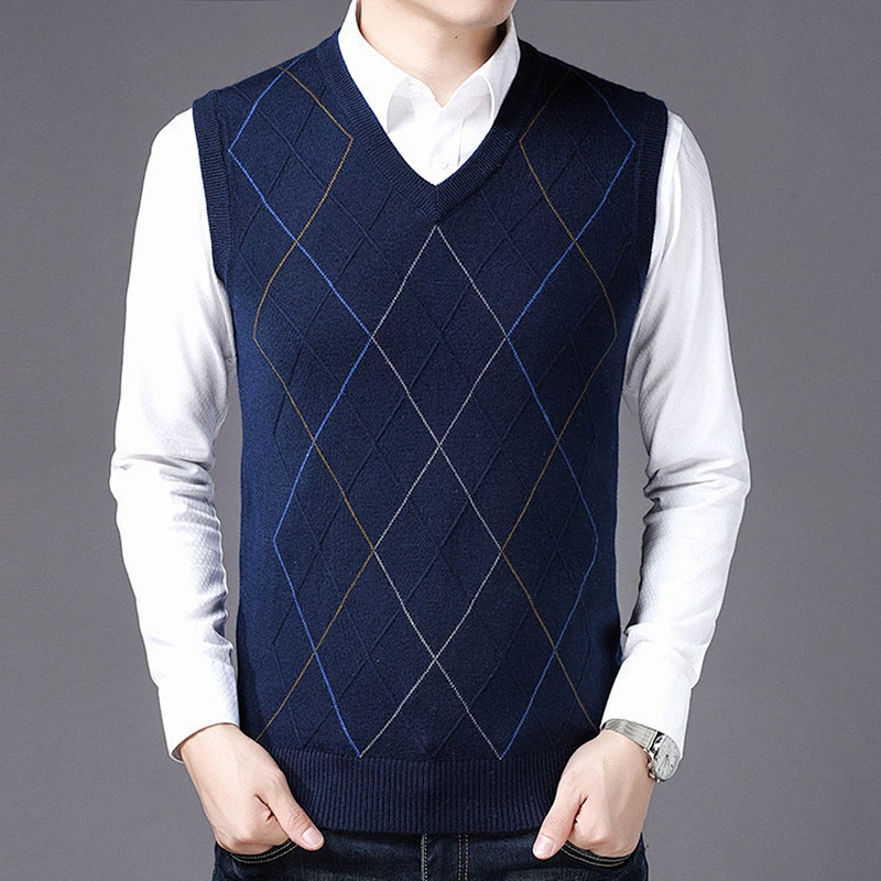 Casual Angola V Neck Sleeveless men sweater vest Men Clothes Autumn Winter Knitted men Cashmere Wool Vest Sweater