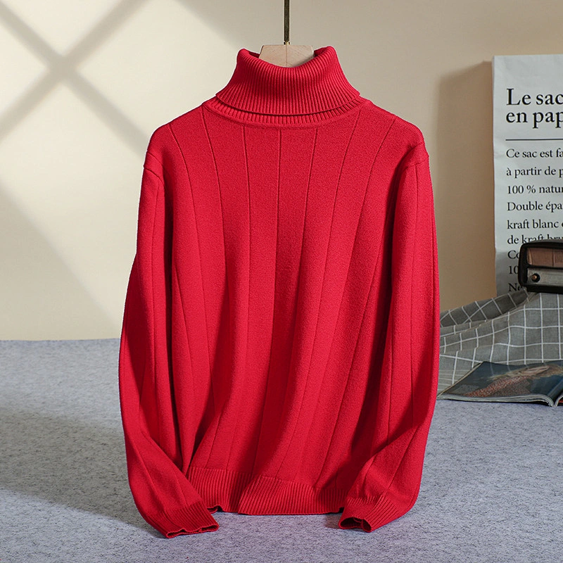 Winter Ladies Pullover  Heather Solid Color Casual Knitted Shirt Turtleneck Women Sweaters