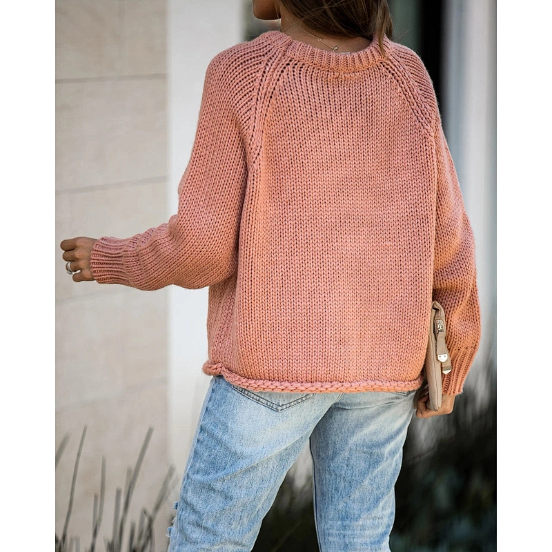 Round neck clothes new fashionable women plus size casual bottoming knitted long sleeve top oversized sweater 2021 sale