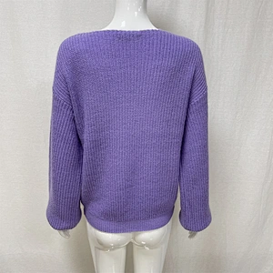 Sexy Women's V-neck Fall/Winter Loose Large Size Knitted Sweater