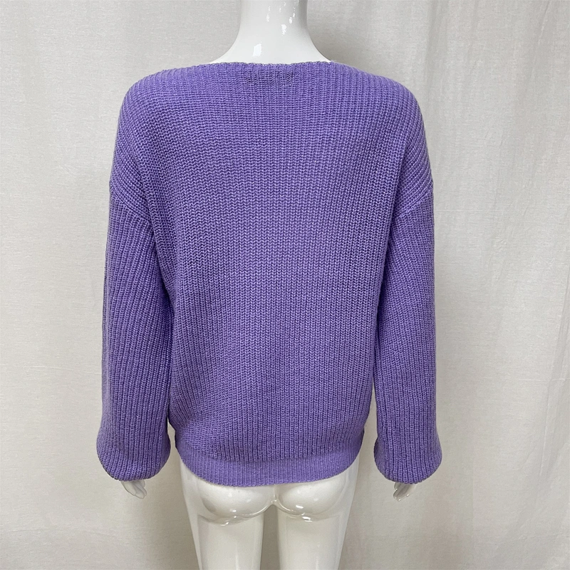Sexy Women's V-neck Fall/Winter Loose Large Size Knitted Sweater