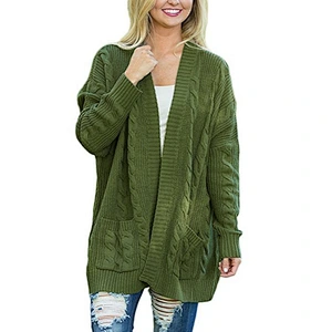 Women fashion clothes pure color twist pattern knit sweater women plus size coatigan