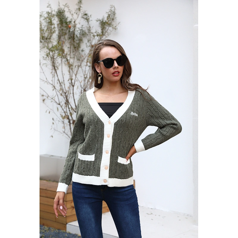 Women sweaters v-neck casual cardigan sweaters coat apparel stock ropa mujer