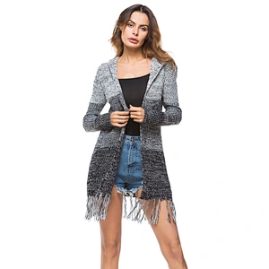 Mid-length knitwear tassel cardigan coat women casual sweater