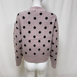 Winter long-sleeved polka-dot jacquard knitted sweater for ladies