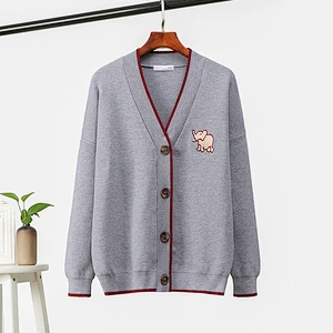 Embroidered cardigan jacket autumn thick loose button plackets knit women sweater