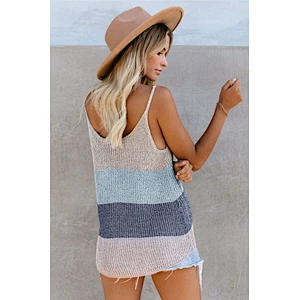 Fashion small vest color women clothes round neck knitted beach shirt