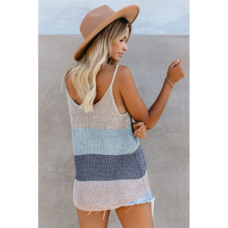 Fashion small vest color women clothes round neck knitted beach shirt