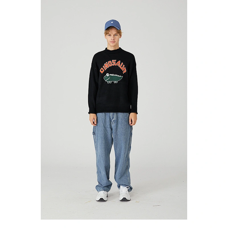 Wholesale winter long sleeve cartoon jacquard sweaters for women and men pullover sweater custom