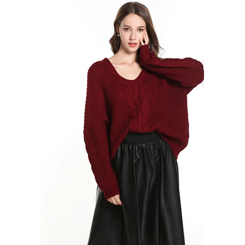 V-neck fashion knitwear loose pullover apparel knitted top casual sweater
