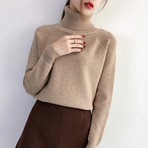 Fall clothing for women pullover knit sweater top for ladies Turtleneck black sweater women