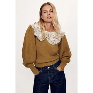 Patchwork Ruffled knit crop sexy woman sweater women casual fashion new turtle neck knitted sweater