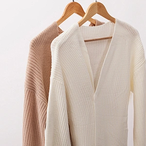Winter Flare Sleeve Short Sweater Coat Women Cardigan Sweater With Waistband
