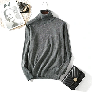 New style long-sleeved turtleneck pullover knitted bright slouchy ladies sweaters