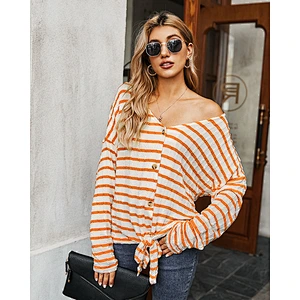 Autumn clothing women sexy knit shirt new style 2020 women top striped sweater apparel stock