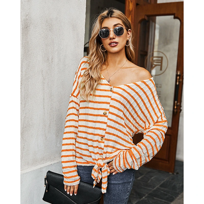 Autumn clothing women sexy knit shirt new style 2020 women top striped sweater apparel stock