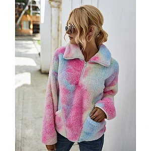 New style for women sweaters tie-dyed half zipper jumper women winter pullover sweaters mujer