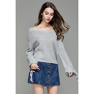 Pullover knitted apparel flared sleeve sweater women loose fashion knitwear