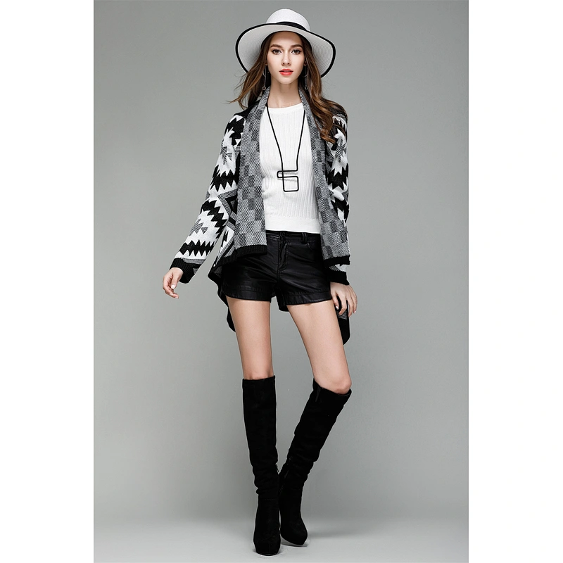 Autumn new women knitwear cardigan irregular mid-length fashion sweaters coat