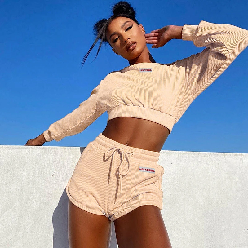 women fashion crop sweater pants women set street sexy elegant sexy navel sportswear