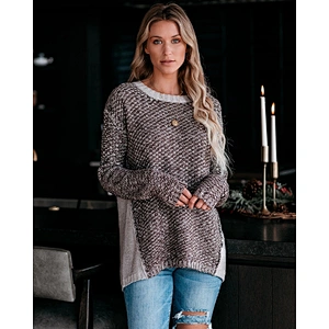 Round neck hot sale mixed wool explosion knitted women fashion sweater