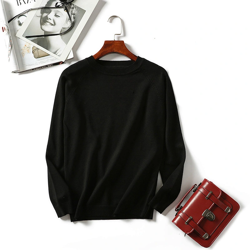 Simple long-sleeved knitted sweaters women round neck striped pullover