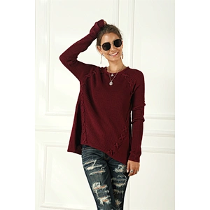 Pullover women apparel drawstring long-sleeved sweater fashion casual knitwear