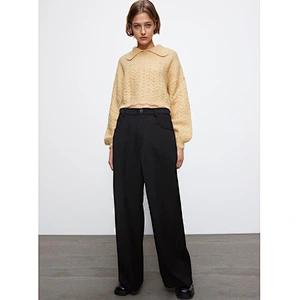 Winter vintage sweater women style Loose Asymmetric Cropped turtleneck oversized sweater