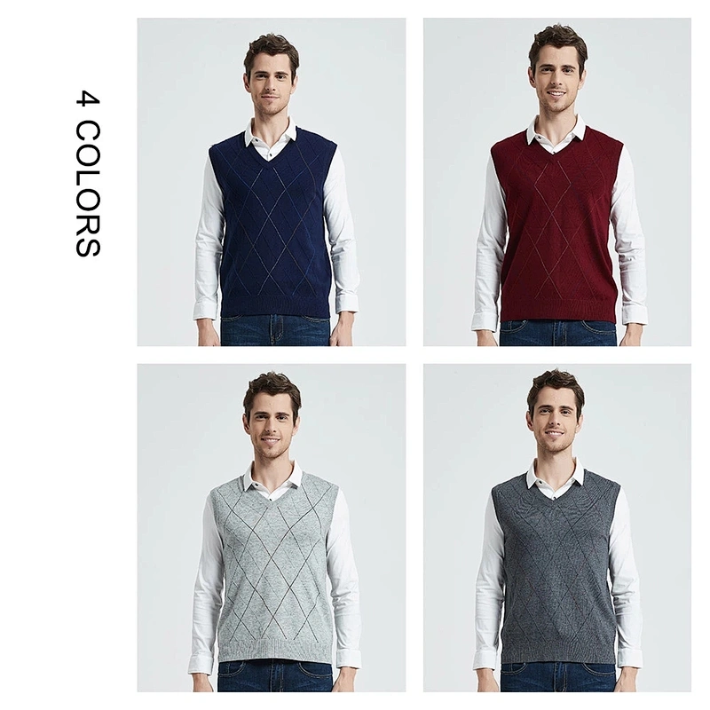 Casual Angola V Neck Sleeveless men sweater vest Men Clothes Autumn Winter Knitted men Cashmere Wool Vest Sweater