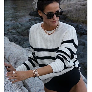 Korean women's fashion vintage shaggy sweater crop tops knit fringe sweater shirt for women