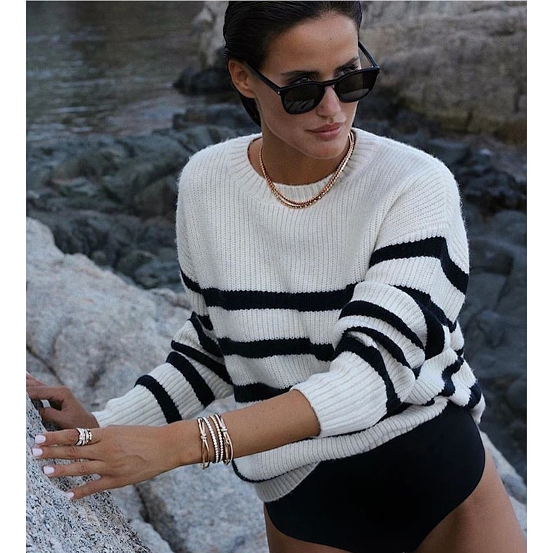 Korean women's fashion vintage shaggy sweater crop tops knit fringe sweater shirt for women