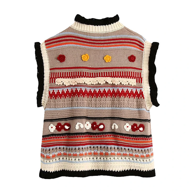 Flower-shaped Texture pullover knitted sweater crop top cable custom cotton knit sweater
