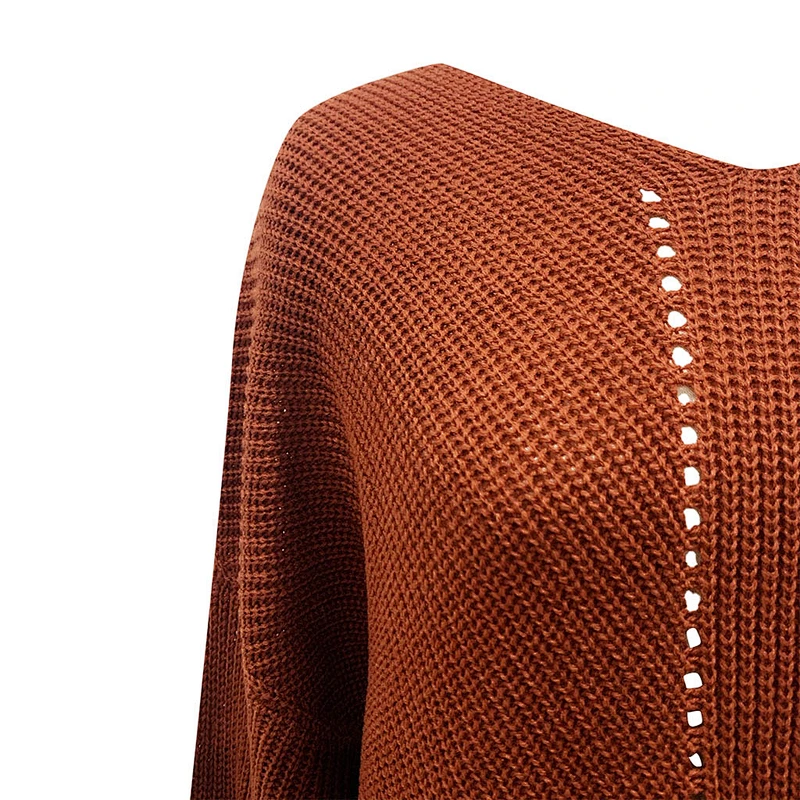 Large size V-neck pullover women clothes fashion leisure  loose knitted sweater