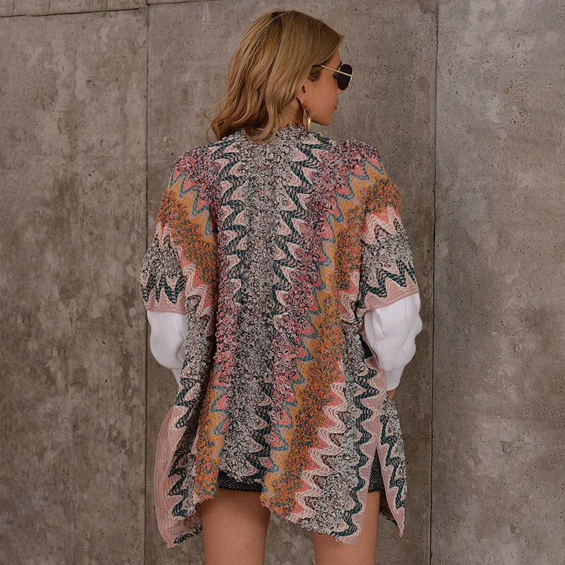 Autumn winter V-neck knitted sweater vest mid-length vest pink loose women shrug