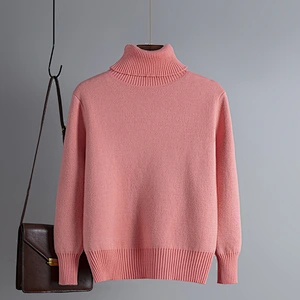 Plus velvet thick long  knitted sweaters women Pure color Slim fashion pullover turtleneck sweaters