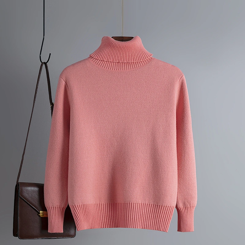 Plus velvet thick long  knitted sweaters women Pure color Slim fashion pullover turtleneck sweaters