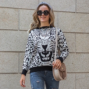 Autumn winter new jumper women knitted pullover sweater jumper girl stylish leopard sweaters