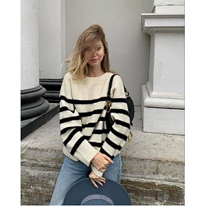 Korean women's fashion vintage shaggy sweater crop tops knit fringe sweater shirt for women