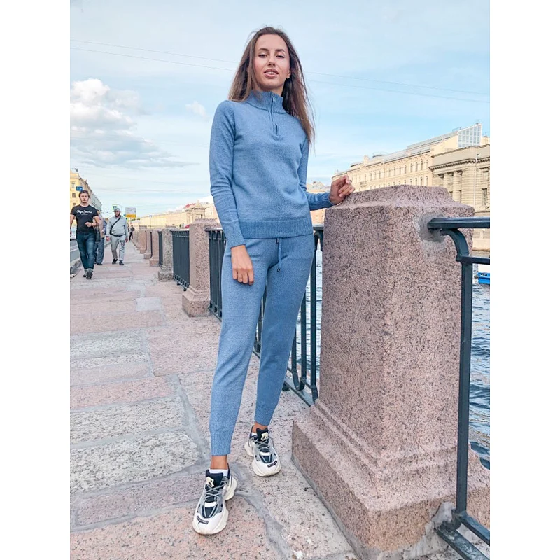 Knitted Costume  sweater pants set women Sportswear  Casual Outfits Jogger Two Piece fall sweater set