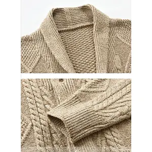 Trendy chain link knit cardigan men's fashion loose coat sweater