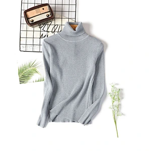 Turtleneck long-sleeve clothing slim solid color knitted women's sweaters