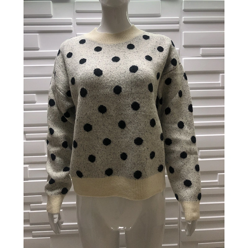 Ladies Fashion Dot Sweaters Women Clothes Casual Knitwear