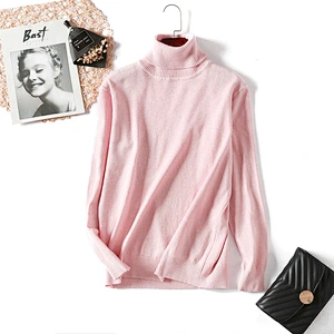 New style long-sleeved turtleneck pullover knitted bright slouchy ladies sweaters