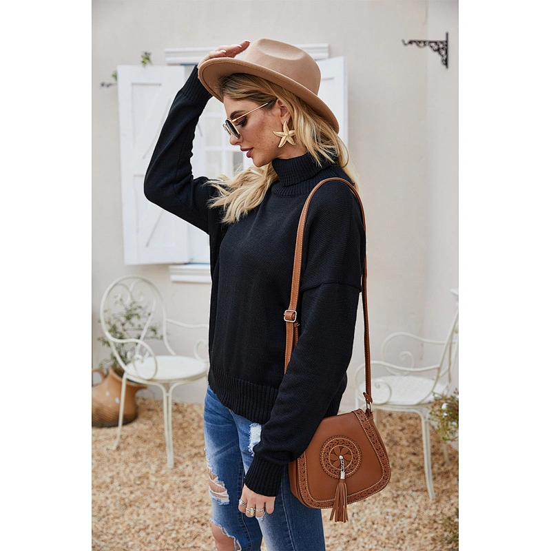 Women apparel sexy backless sweater winter turtleneck fashion casual knitwear